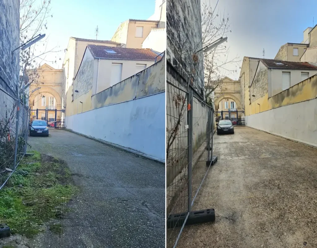 Nettoyage de parking et allées à Mérignac Nettoyage d’un parking professionnel en surface et allée piétonne à Bordeaux métropole